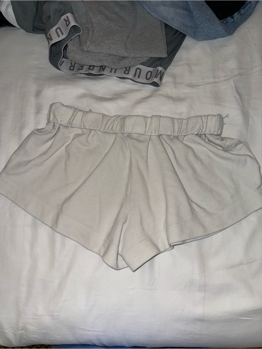 Free People Cream Elastic Waist High-Rise Knit Shorts